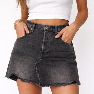 Free People We The Free Women's Distressed Black Cutoff Mini Skirt Size 28